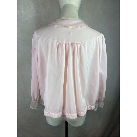Vintage 1960s Nylon Bed Jacket Lingerie Baby Pink - Picture 2 of 8